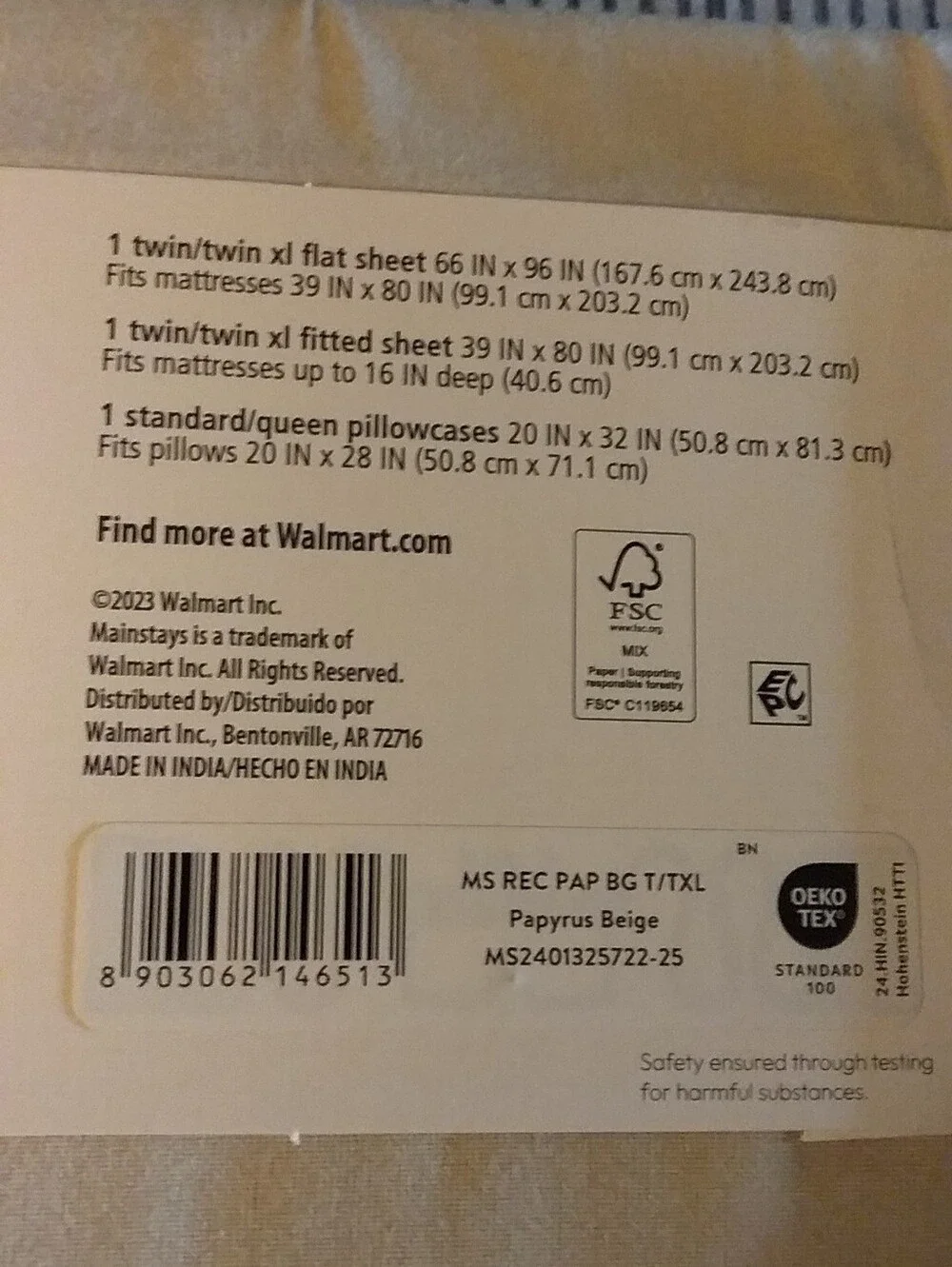 Main Stays Twin / Twin XL Sheet Sets Bundle of 2 New Tan and Gray NIP Mainstays